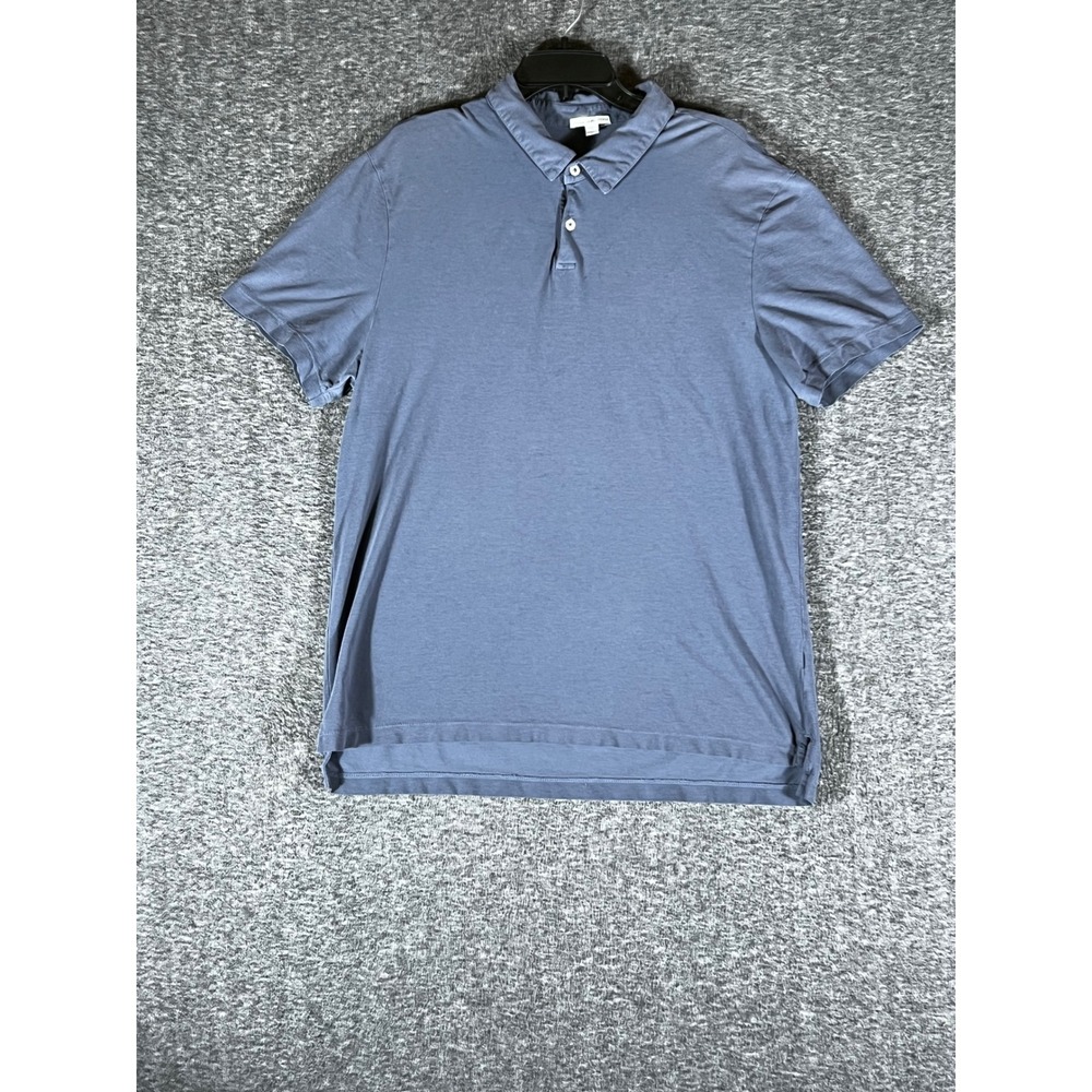 James Perse Standard Mens Slate Blue Slub Cotton Polo Shirt Size 3 Large USA